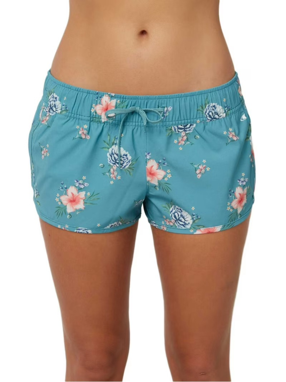 O'Neill Teal Swim Trunks with Black Logo Panel